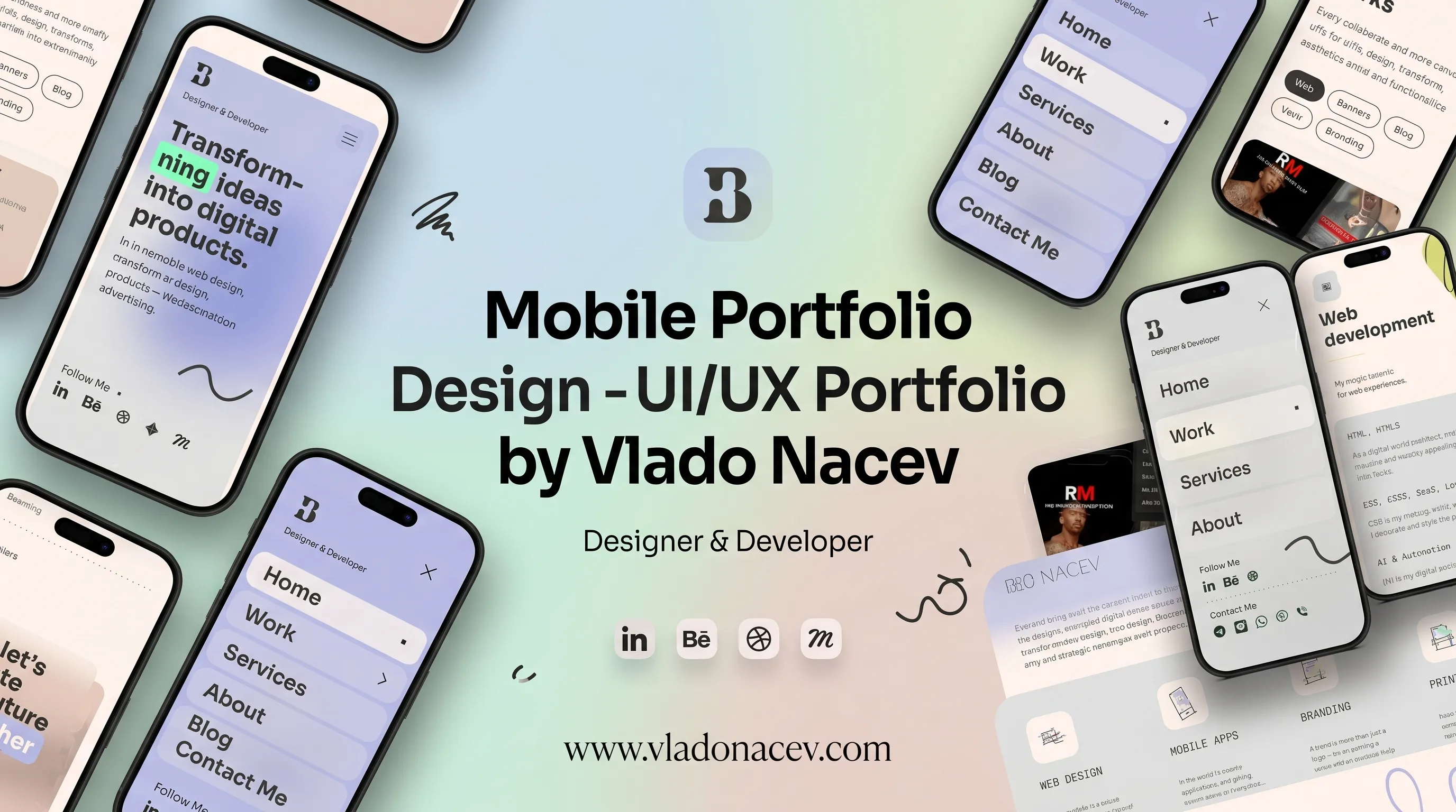 Мобилно портфолио дизайн — UI/UX портфолио от Владо Нацев